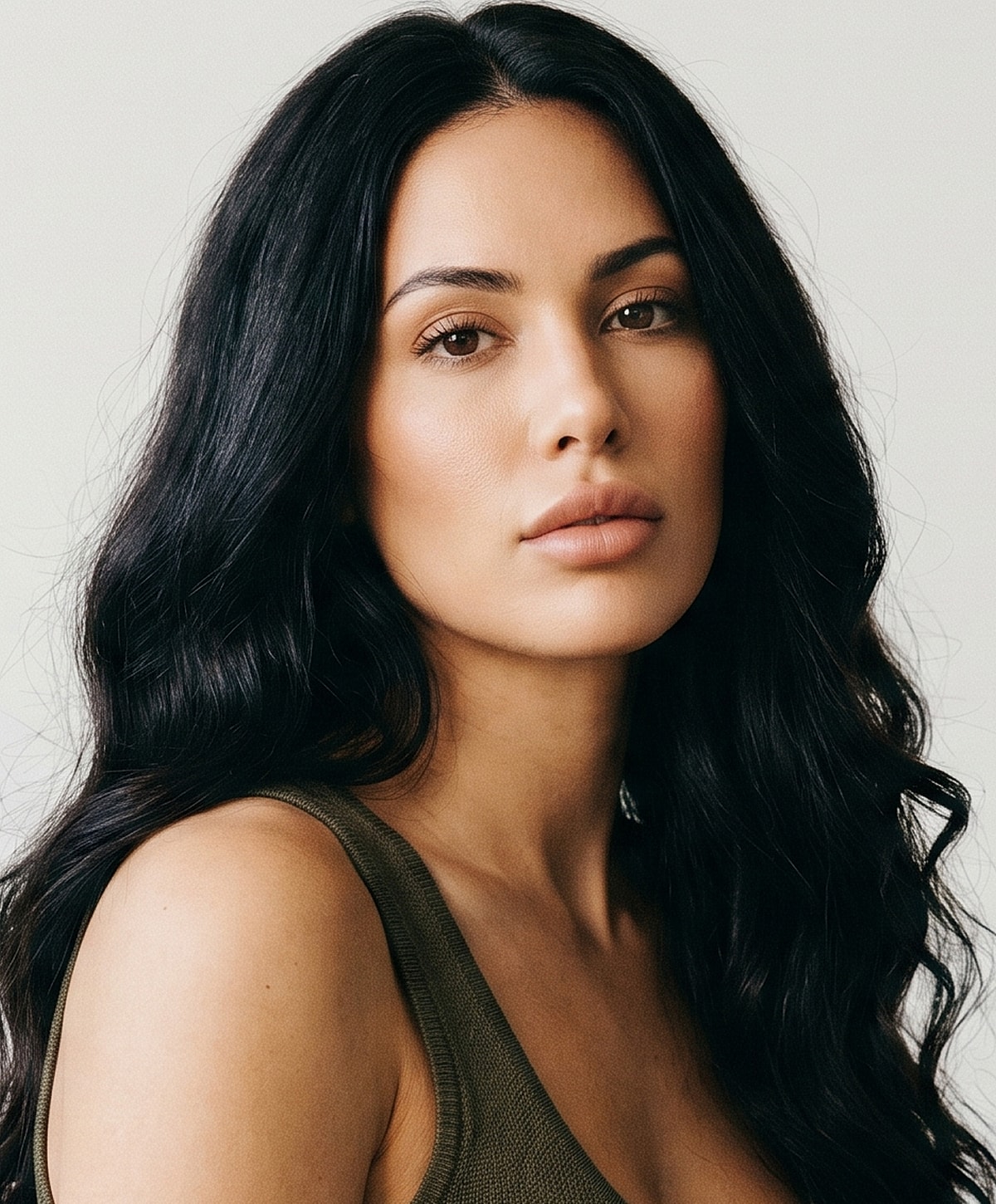 Portrait of a woman with long, wavy hair.