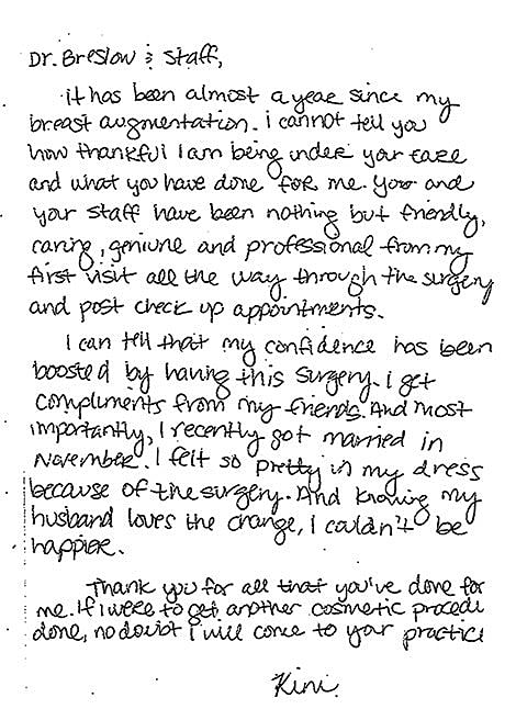 Plastic Surgery Testimonials