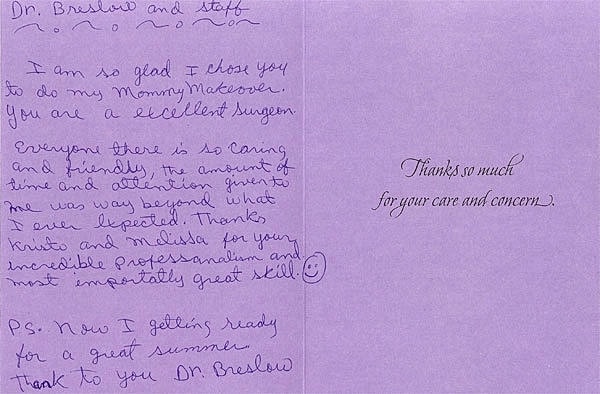 Plastic Surgery Testimonials