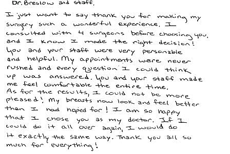 Plastic Surgery Testimonials
