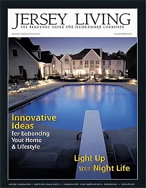 Cover of Jersey Living magazine featuring a pool.