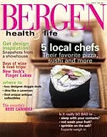 Bergen magazine cover featuring sushi and chefs.
