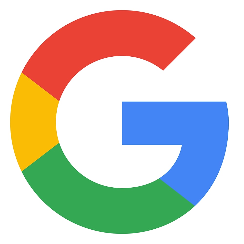 Google logo with colorful circular design.