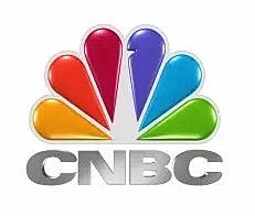 CNBC logo with colorful peacock design.