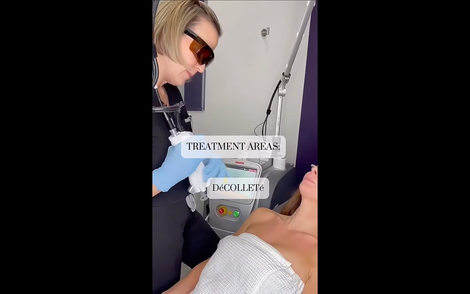 Skin treatment session for décolleté area.